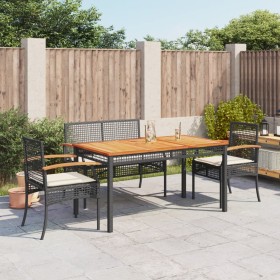 4-teilige Garten-Essgruppe mit schwarzen synthetischen Rattankissen von , Gartensets - Ref: Foro24-3213567, Preis: 366,36 €, ...