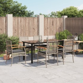 Garten-Essgruppe 7-teilig und graue synthetische Rattankissen von , Gartensets - Ref: Foro24-3213621, Preis: 532,99 €, Rabatt: %