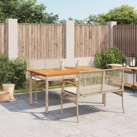 3-teilige Garten-Essgruppe mit beigen Kissen aus synthetischem Rattan von , Gartensets - Ref: Foro24-3213584, Preis: 379,27 €...