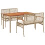 Set comedor de jardín 3 pzas con cojines ratán sintético beige de , Conjuntos de jardín - Ref: Foro24-3213584, Precio: 380,99...