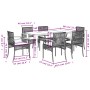 Set comedor jardín 7 pzas y cojines ratán sintético gris de , Conjuntos de jardín - Ref: Foro24-3213621, Precio: 534,11 €, De...