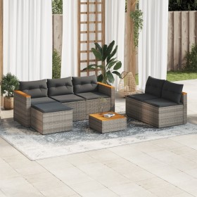 Gartensofa- und Kissenset 5-teilig aus grauem Akazien-Synthetik-Rattan von , Gartensets - Ref: Foro24-3213538, Preis: 460,99 ...