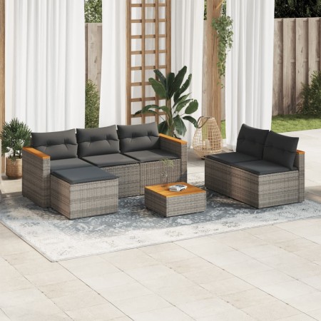 Garden sofa and cushion set 5 pieces gray acacia synthetic rattan by , Garden sets - Ref: Foro24-3213538, Price: 460,02 €, Di...