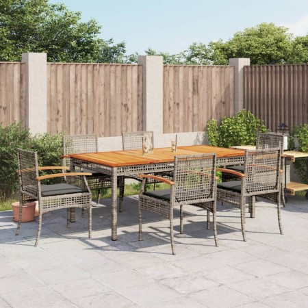 Garden dining set 7 pieces and gray synthetic rattan cushions by , Garden sets - Ref: Foro24-3213573, Price: 566,84 €, Discou...