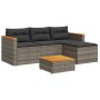 Garden sofa and cushion set 5 pieces gray acacia synthetic rattan by , Garden sets - Ref: Foro24-3213538, Price: 460,02 €, Di...