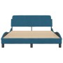 Bed frame with blue velvet headboard 140x190 cm by , Beds and slatted bases - Ref: Foro24-373176, Price: 164,54 €, Discount: %