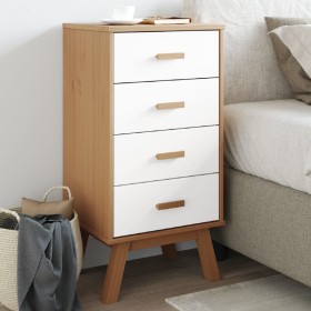 OLDEN bedside table solid white and brown pine wood by , Nightstands - Ref: Foro24-358587, Price: 97,72 €, Discount: %