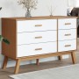 OLDEN bedside table solid white and brown pine wood by , Drawers - Ref: Foro24-358593, Price: 156,39 €, Discount: %