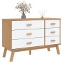 OLDEN bedside table solid white and brown pine wood by , Drawers - Ref: Foro24-358593, Price: 156,39 €, Discount: %