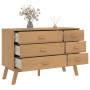 OLDEN bedside table solid brown pine wood by , Drawers - Ref: Foro24-358591, Price: 148,60 €, Discount: %