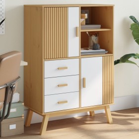 OLDEN sideboard solid pine wood brown and white 85x43x125 cm by , Sideboards - Ref: Foro24-358617, Price: 248,99 €, Discount: %