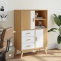 OLDEN sideboard solid pine wood brown and white 85x43x125 cm by , Sideboards - Ref: Foro24-358617, Price: 248,75 €, Discount: %