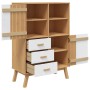 OLDEN sideboard solid pine wood brown and white 85x43x125 cm by , Sideboards - Ref: Foro24-358617, Price: 248,75 €, Discount: %