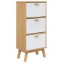 OLDEN shoe rack solid white and brown pine wood 55x35x120 cm by , Shoe racks and shoe organizers - Ref: Foro24-358620, Price:...