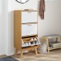 OLDEN shoe rack solid white and brown pine wood 55x35x120 cm by , Shoe racks and shoe organizers - Ref: Foro24-358620, Price:...