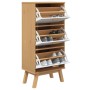 OLDEN shoe rack solid white and brown pine wood 55x35x120 cm by , Shoe racks and shoe organizers - Ref: Foro24-358620, Price:...