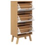 OLDEN shoe rack solid white and brown pine wood 55x35x120 cm by , Shoe racks and shoe organizers - Ref: Foro24-358620, Price:...