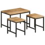 Stackable tables 3 pieces solid rough mango wood and iron by , Side tables - Ref: Foro24-372731, Price: 71,60 €, Discount: %