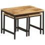 Stackable tables 3 pieces solid rough mango wood and iron by , Side tables - Ref: Foro24-372731, Price: 71,60 €, Discount: %