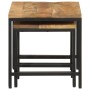 Stackable tables 3 pieces solid rough mango wood and iron by , Side tables - Ref: Foro24-372731, Price: 71,60 €, Discount: %