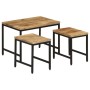 Stackable tables 3 pieces solid rough mango wood and iron by , Side tables - Ref: Foro24-372731, Price: 71,60 €, Discount: %