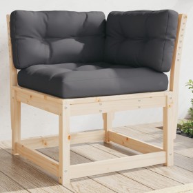 Corner garden sofa with pine wood cushions 73x73x78 cm by , Outdoor sofas - Ref: Foro24-844684, Price: 92,99 €, Discount: %