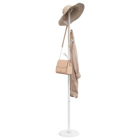 White powder coated iron coat rack 175 cm by , Hat and coat racks - Ref: Foro24-377104, Price: 44,38 €, Discount: %