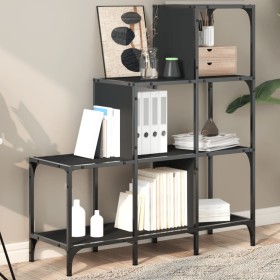 Engineered wood and black metal shelving 92x30x102 cm by , Bookcases and shelves - Ref: Foro24-845436, Price: 66,99 €, Discou...