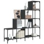 Engineered wood and black metal shelving 122x30x132 cm by , Bookcases and shelves - Ref: Foro24-845441, Price: 95,40 €, Disco...