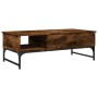 Engineered wood coffee table metal smoke oak 100x50x35 cm by , Coffee table - Ref: Foro24-845393, Price: 68,05 €, Discount: %