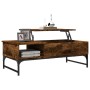 Engineered wood coffee table metal smoke oak 100x50x35 cm by , Coffee table - Ref: Foro24-845393, Price: 68,05 €, Discount: %