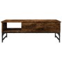 Engineered wood coffee table metal smoke oak 100x50x35 cm by , Coffee table - Ref: Foro24-845393, Price: 68,05 €, Discount: %