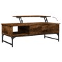 Engineered wood coffee table metal smoke oak 100x50x35 cm by , Coffee table - Ref: Foro24-845393, Price: 68,05 €, Discount: %