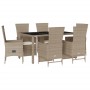 Set comedor de jardín 7 pzas con cojines ratán sintético beige de , Conjuntos de jardín - Ref: Foro24-3277576, Precio: 753,72...