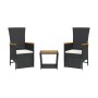 3-piece garden dining set with black synthetic rattan cushions by , Garden sets - Ref: Foro24-3277541, Price: 276,93 €, Disco...