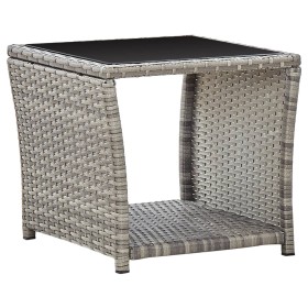 Couchtisch aus synthetischem Rattan und grauem Glas 45x45x40 cm von vidaXL, Gartentische - Ref: Foro24-46068, Preis: 59,08 €,...