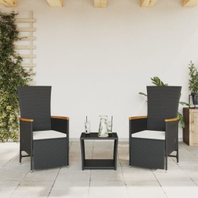 3-piece garden dining set with black synthetic rattan cushions by , Garden sets - Ref: Foro24-3277543, Price: 279,99 €, Disco...