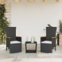 Set comedor de jardín 3 pzas con cojines ratán sintético negro de , Conjuntos de jardín - Ref: Foro24-3277543, Precio: 278,23...