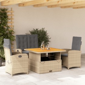 Garden dining set with cushions 4 pieces beige synthetic rattan by , Garden sets - Ref: Foro24-3277368, Price: 636,08 €, Disc...