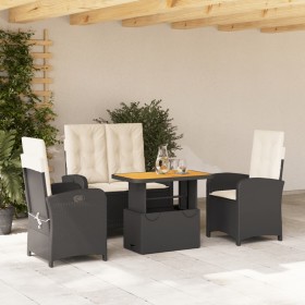 4-teilige Garten-Essgruppe mit schwarzen synthetischen Rattankissen von , Gartensets - Ref: Foro24-3277323, Preis: 484,05 €, ...