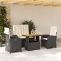 4-piece garden dining set with black synthetic rattan cushions by , Garden sets - Ref: Foro24-3277323, Price: 484,05 €, Disco...