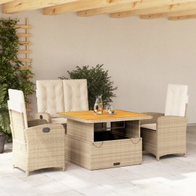 Garten-Essgruppe mit Kissen, 4-teilig, beiges synthetisches Rattan von , Gartensets - Ref: Foro24-3277356, Preis: 636,99 €, R...