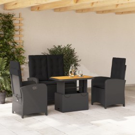 4-piece garden dining set with black synthetic rattan cushions by , Garden sets - Ref: Foro24-3277335, Price: 524,21 €, Disco...