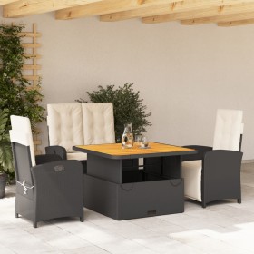 4-teilige Garten-Essgruppe mit schwarzen synthetischen Rattankissen von , Gartensets - Ref: Foro24-3277321, Preis: 573,99 €, ...