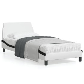 Bed with black and white synthetic leather headboard 80x200 cm by , Beds and slatted bases - Ref: Foro24-373084, Price: 129,5...