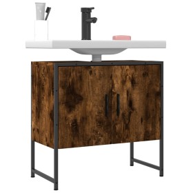 Engineered wood bathroom sink cabinet smoked oak 60x33x60 cm by , Dressing tables - Ref: Foro24-842458, Price: 53,94 €, Disco...