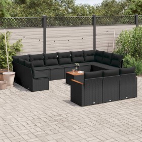 14-teiliges Gartensofa-Set mit schwarzen synthetischen Rattankissen von , Gartensets - Ref: Foro24-3226461, Preis: 832,43 €, ...