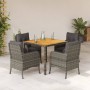 Set comedor de jardín 5 piezas con cojines ratán sintético gris de , Conjuntos de jardín - Ref: Foro24-3211873, Precio: 495,0...