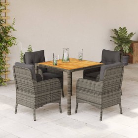 5-teiliges Garten-Essset mit grauen Kissen aus synthetischem Rattan von , Gartensets - Ref: Foro24-3211873, Preis: 495,08 €, ...