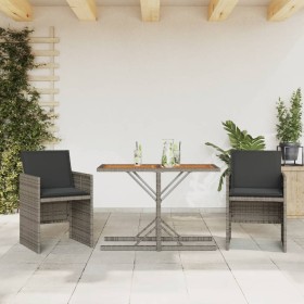 Garden chairs and table with cushions 3 pieces gray PE rattan by , Garden sets - Ref: Foro24-365067, Price: 169,15 €, Discoun...